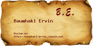 Baumhakl Ervin névjegykártya